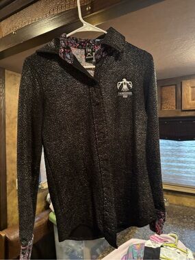 Thunderbird Black Metallic Button-Down Shirt